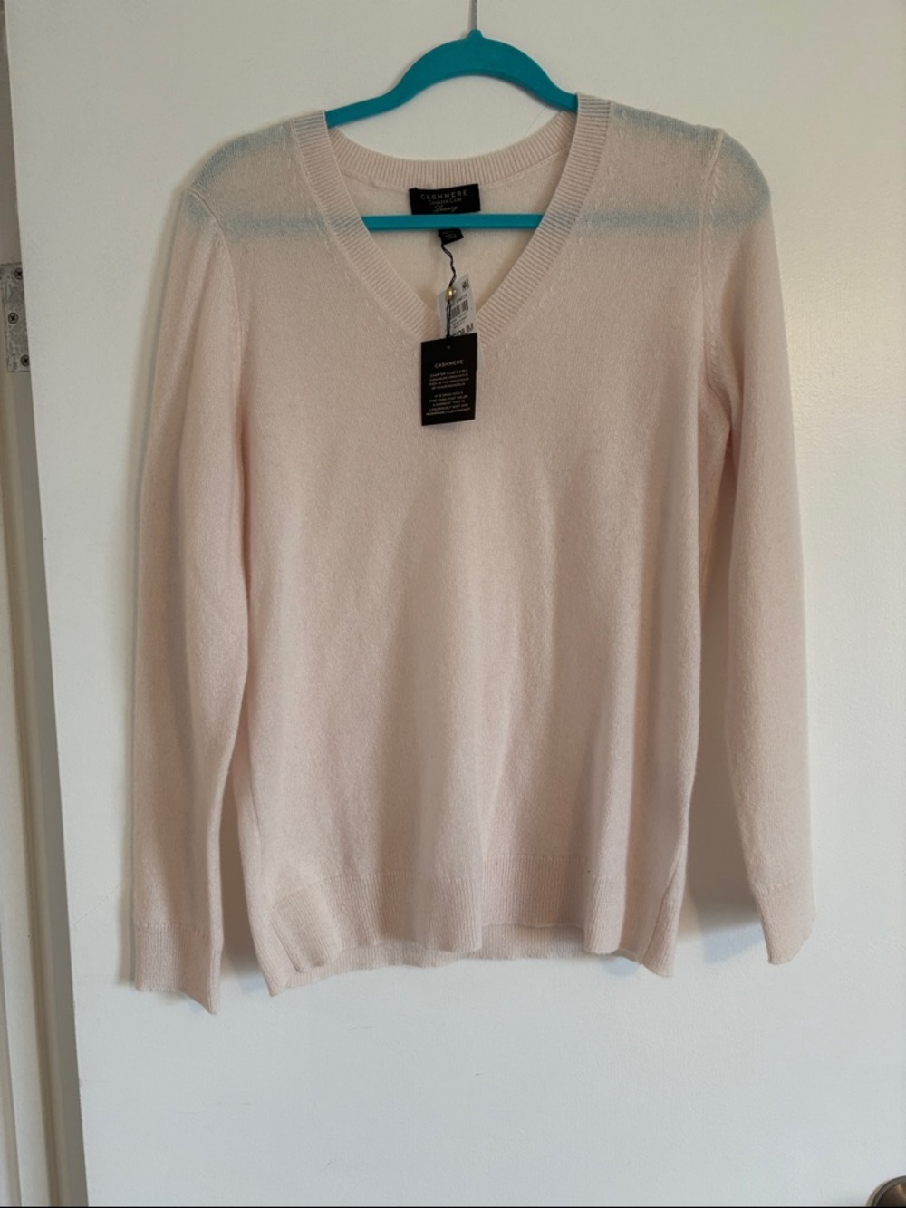 Charter club  Pale Pink V-Neck Cashmere Blend Sweater